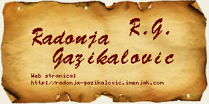 Radonja Gazikalović vizit kartica